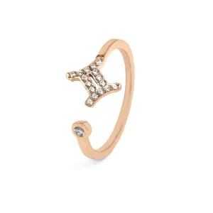 Gemini Ring with CZ Stones - Rose Gold