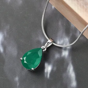 Genuine Green Onyx Pendant, Solitaire Pendant Necklace, May Birthstone Necklace, 925 Sterling Silver, Gift for her