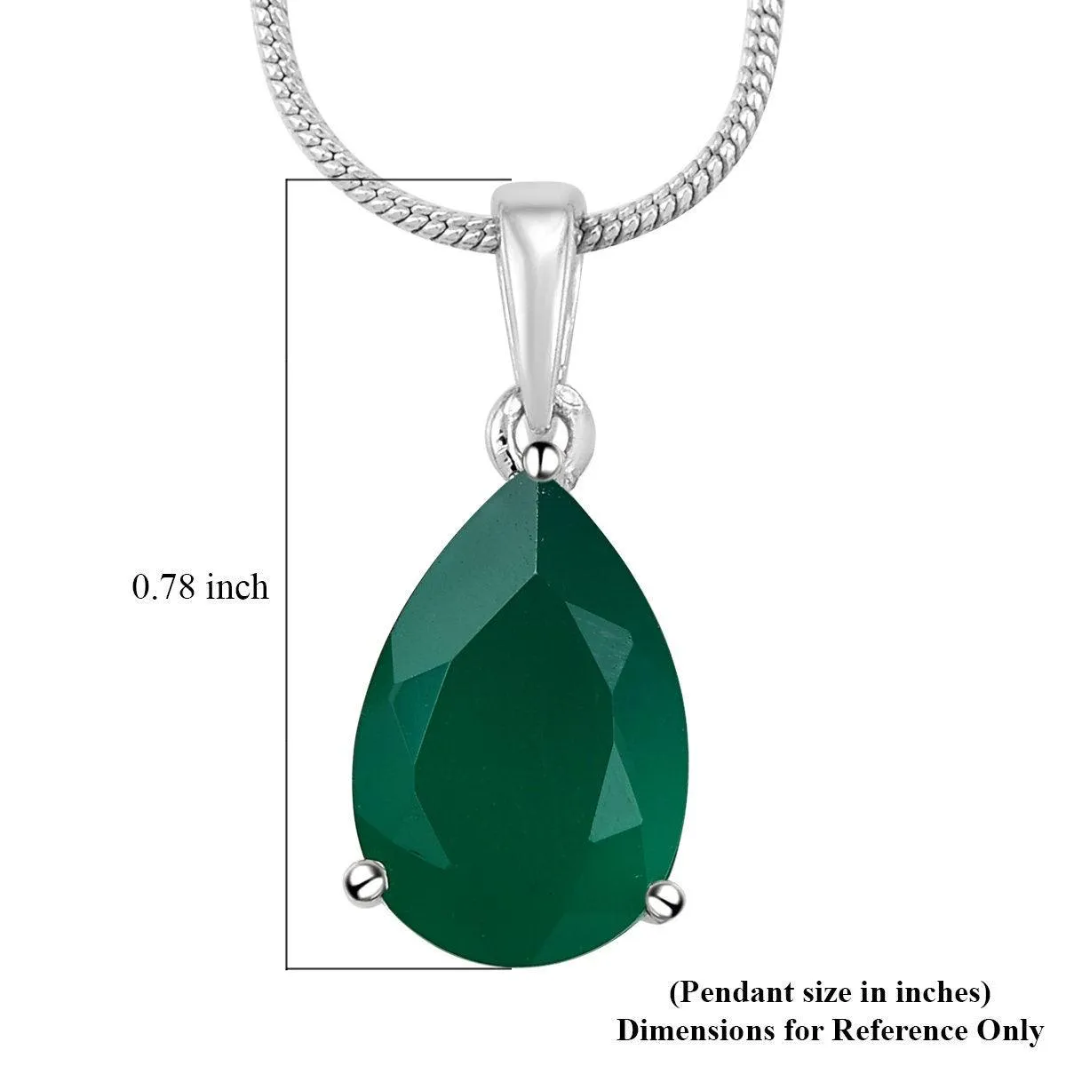 Genuine Green Onyx Pendant, Solitaire Pendant Necklace, May Birthstone Necklace, 925 Sterling Silver, Gift for her