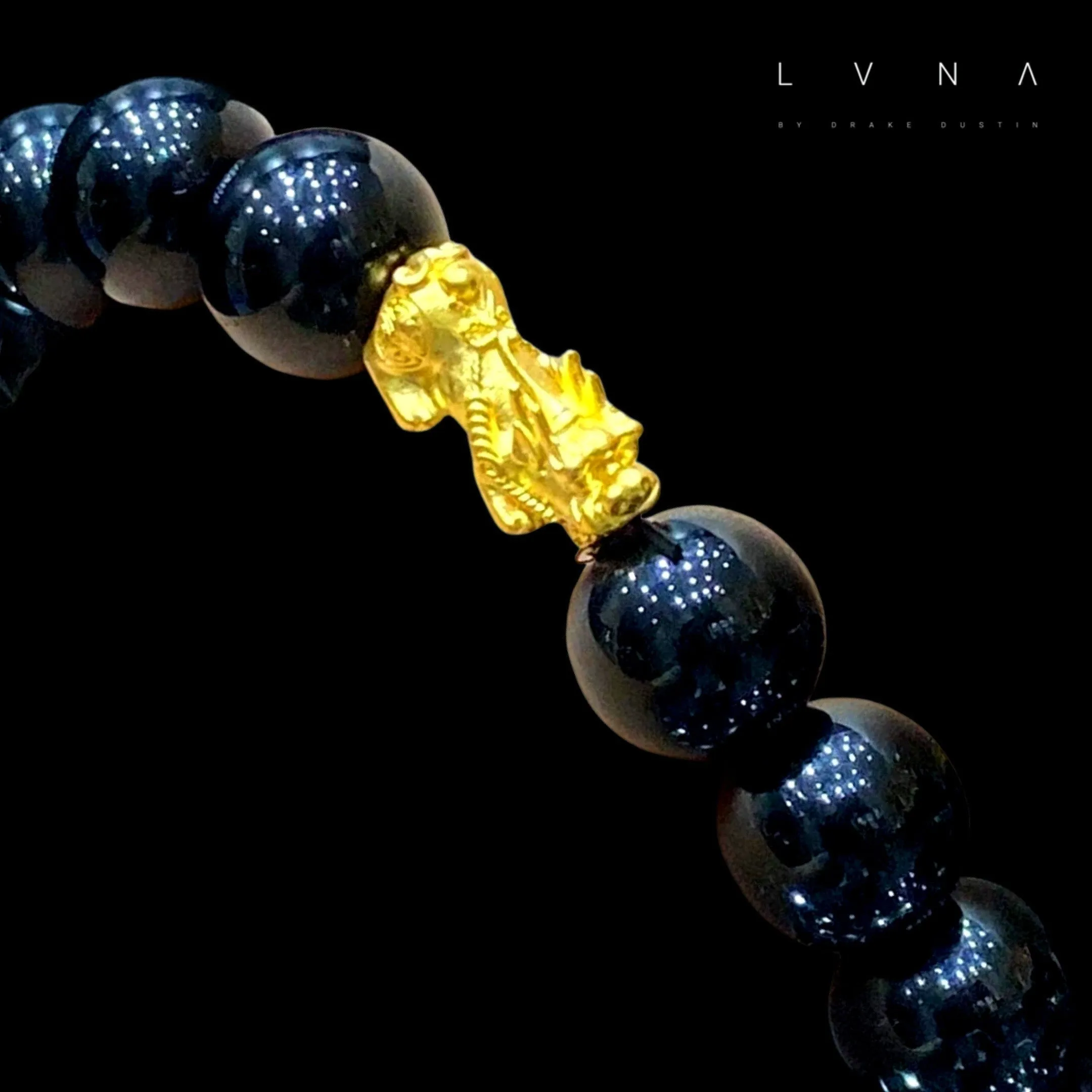 GOLD PIYAO | 24K Golden Piyao Black Onyx Gemstones Bracelet