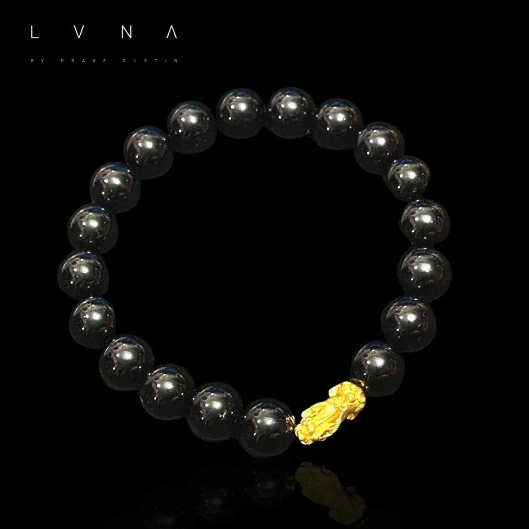 GOLD PIYAO | 24K Golden Piyao Black Onyx Gemstones Bracelet