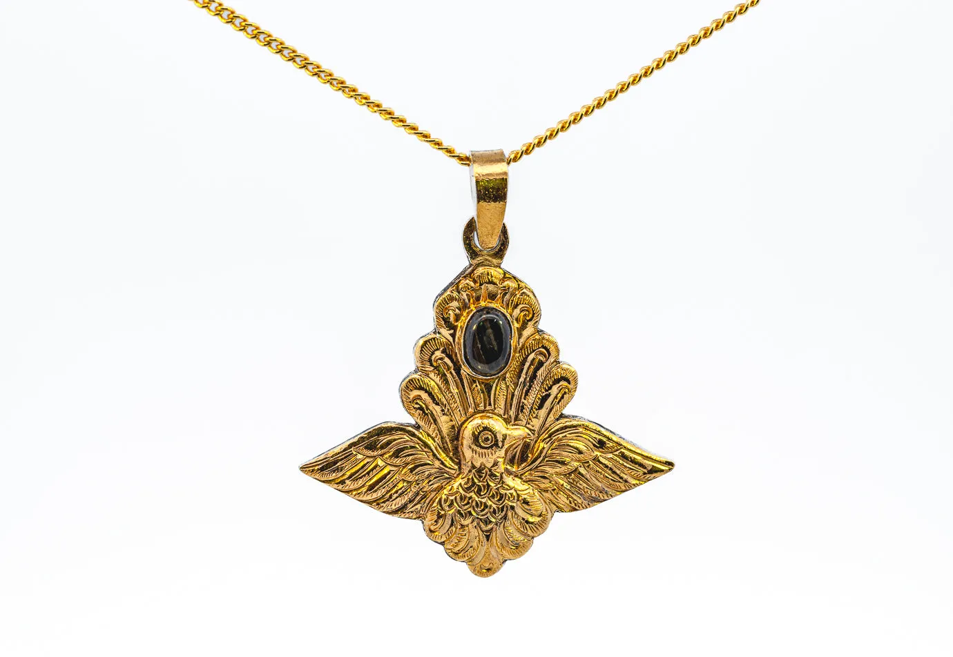 Gold Plated Sapphire Eagle Pendant