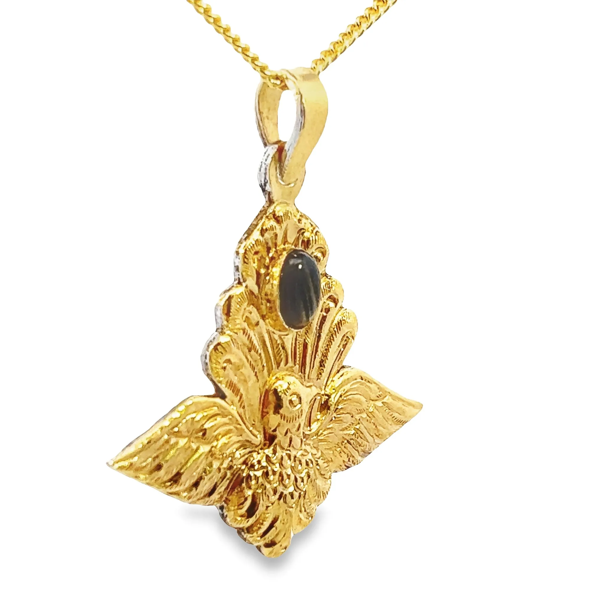 Gold Plated Sapphire Eagle Pendant