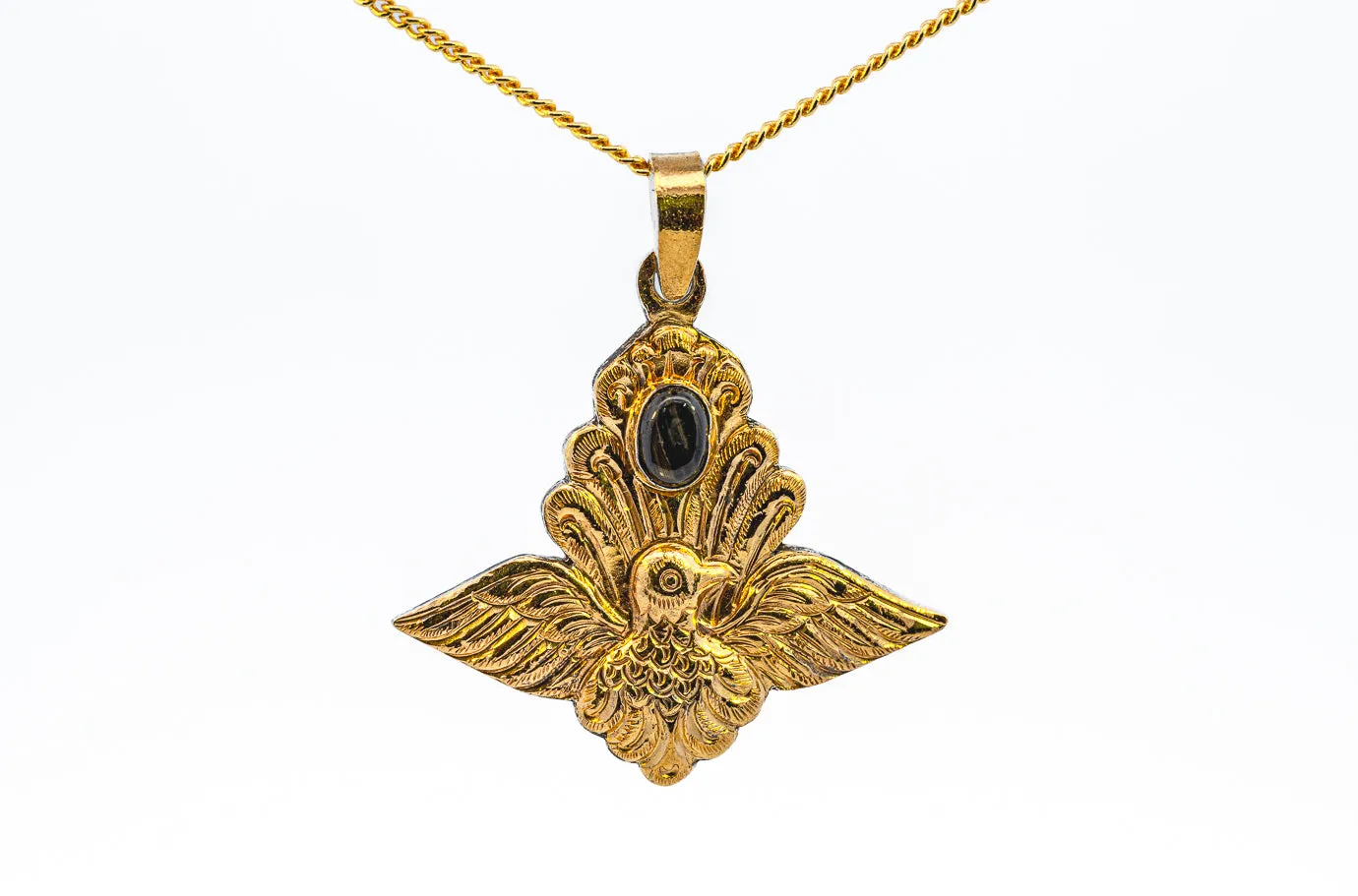 Gold Plated Sapphire Eagle Pendant