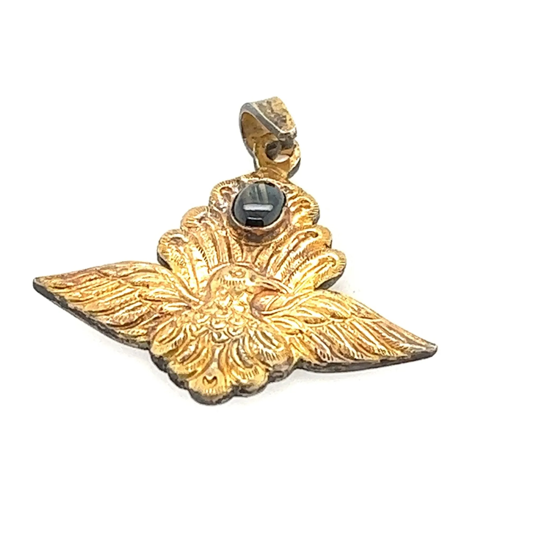 Gold Plated Sapphire Eagle Pendant