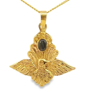 Gold Plated Sapphire Eagle Pendant