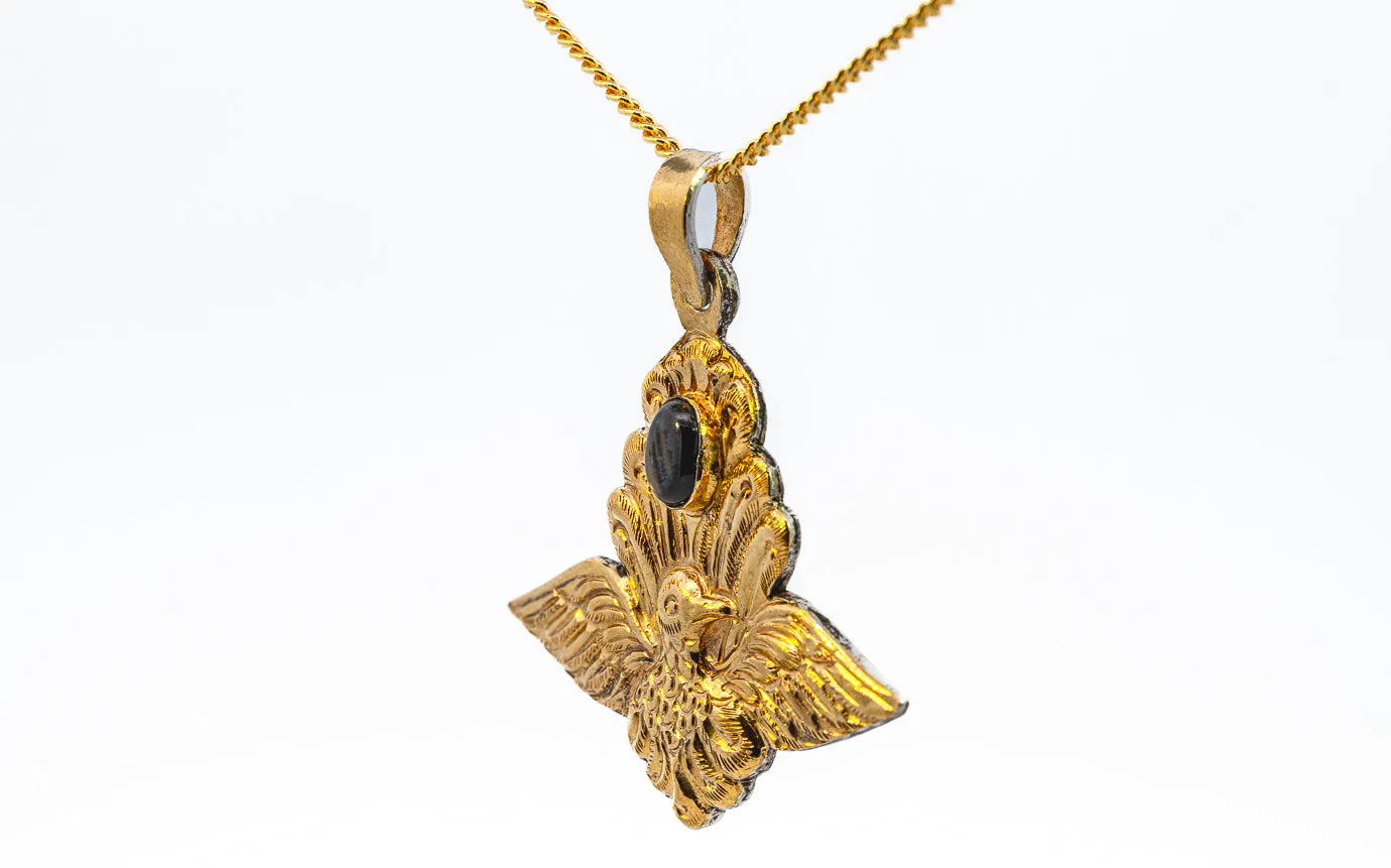 Gold Plated Sapphire Eagle Pendant