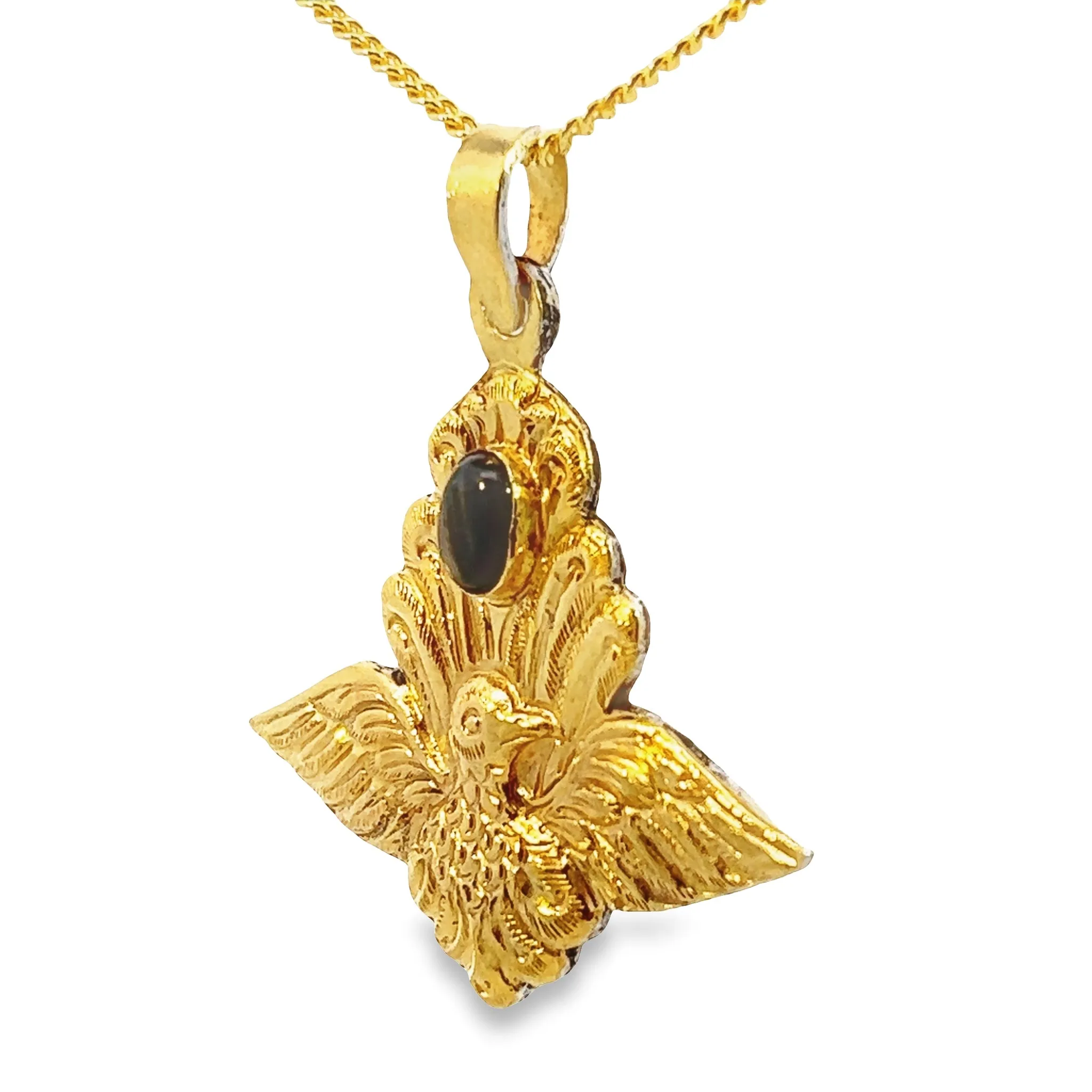 Gold Plated Sapphire Eagle Pendant