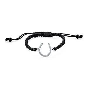 Good Luck Equestrian Strand Bracelet with Horseshoe and Cubic Zirconia