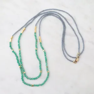 Grey, Green Onyx & Gold Vermeil Beaded Necklace