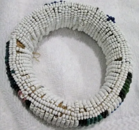 Handmade AFRICA Bead BRACELET Tribal Ethnic Cuff BEAD Bangle WHITE GREEN BLACK