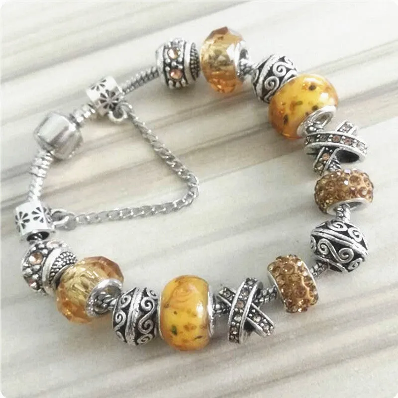 Handmade glass beaded crystal beaded bracelet