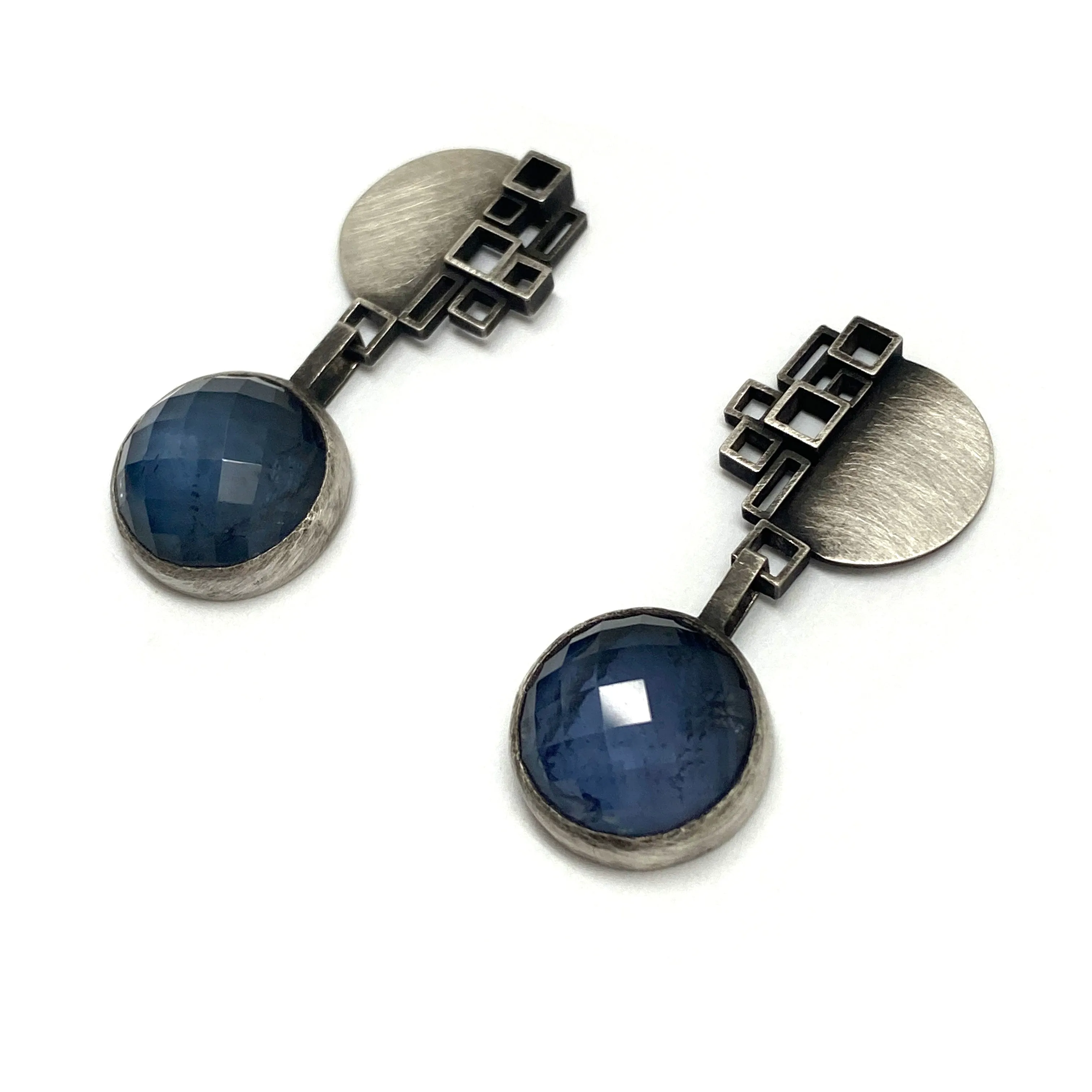 Iolite and Rock Crystal Earrings