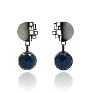 Iolite and Rock Crystal Earrings