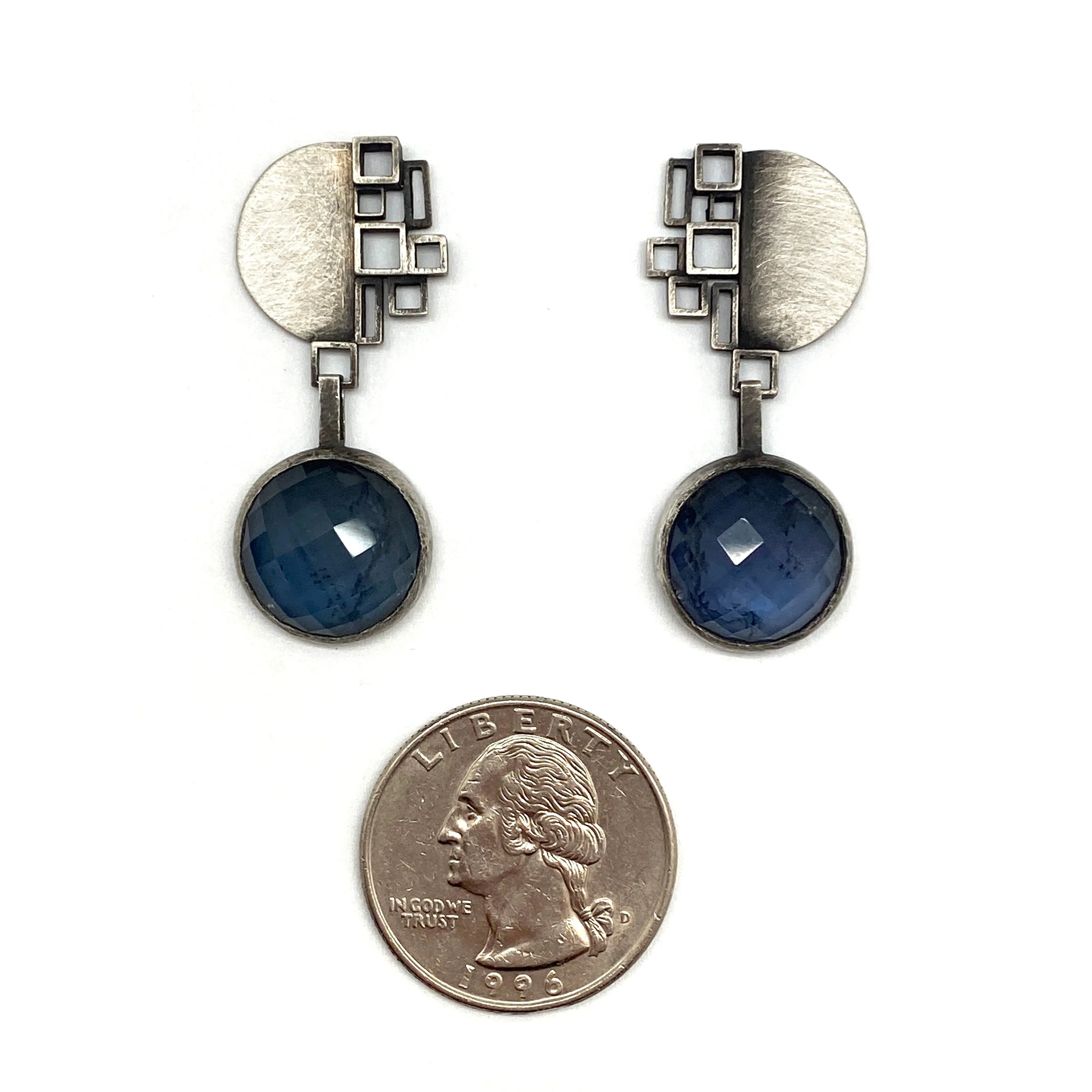 Iolite and Rock Crystal Earrings