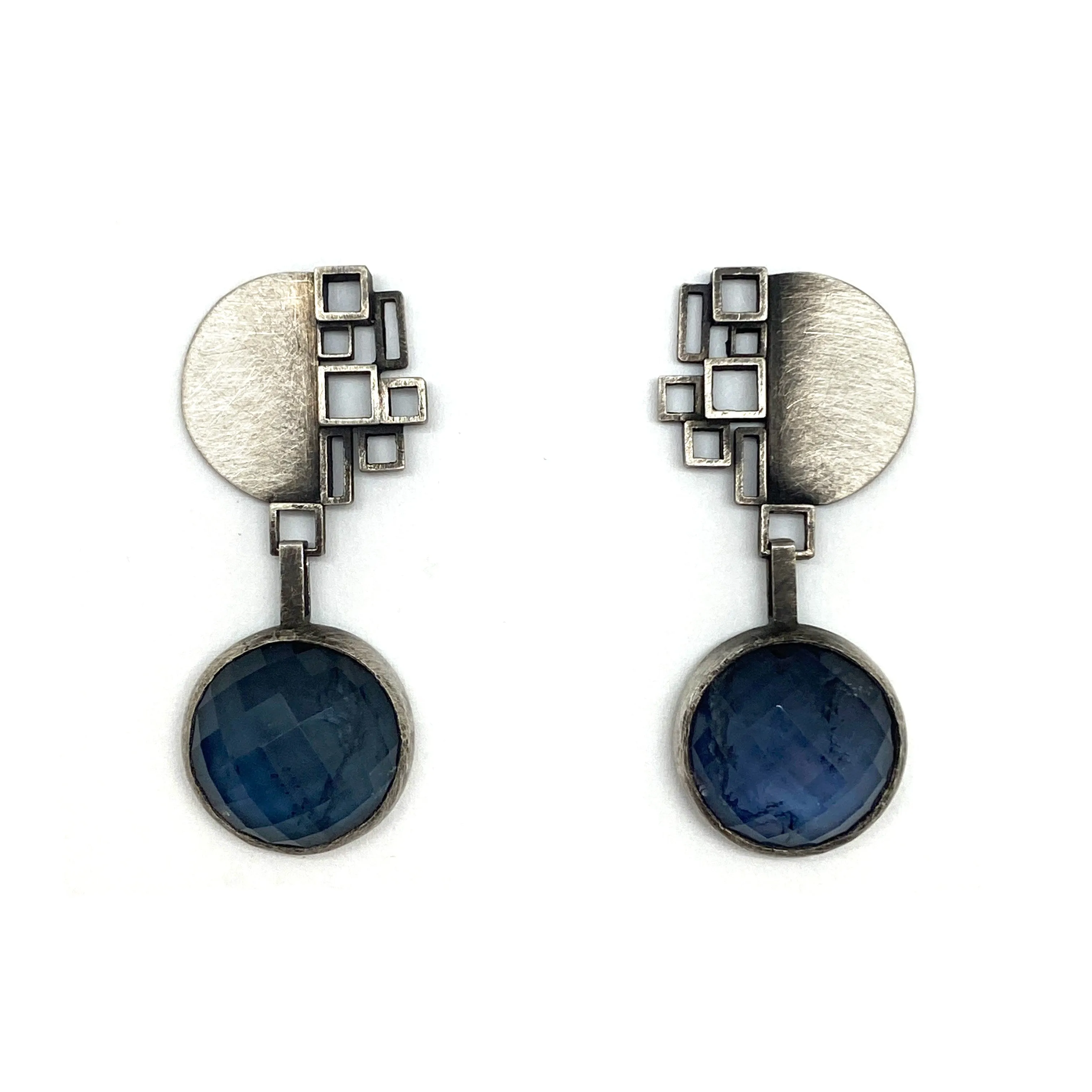 Iolite and Rock Crystal Earrings