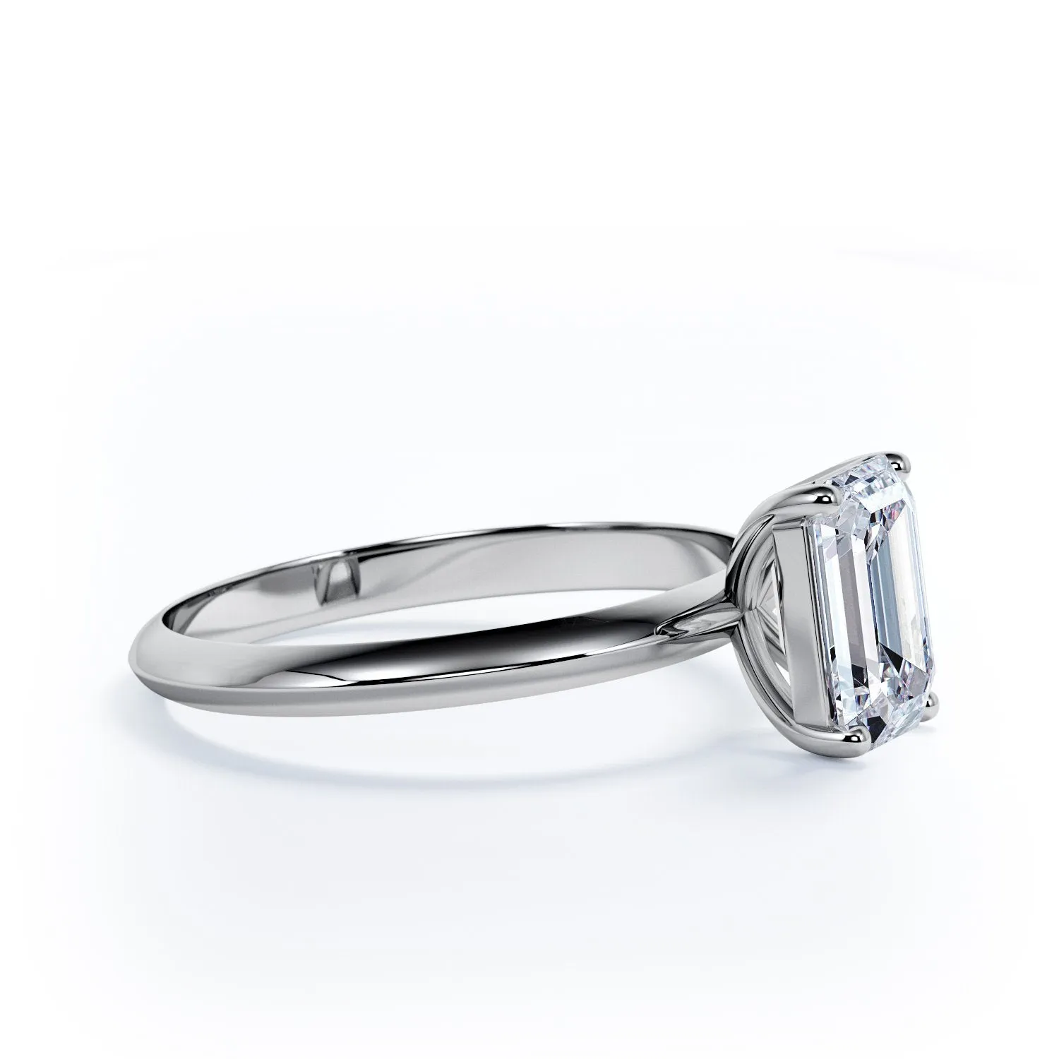 Luce 4 prongs Natural Emerald cut Diamond Engagement Ring