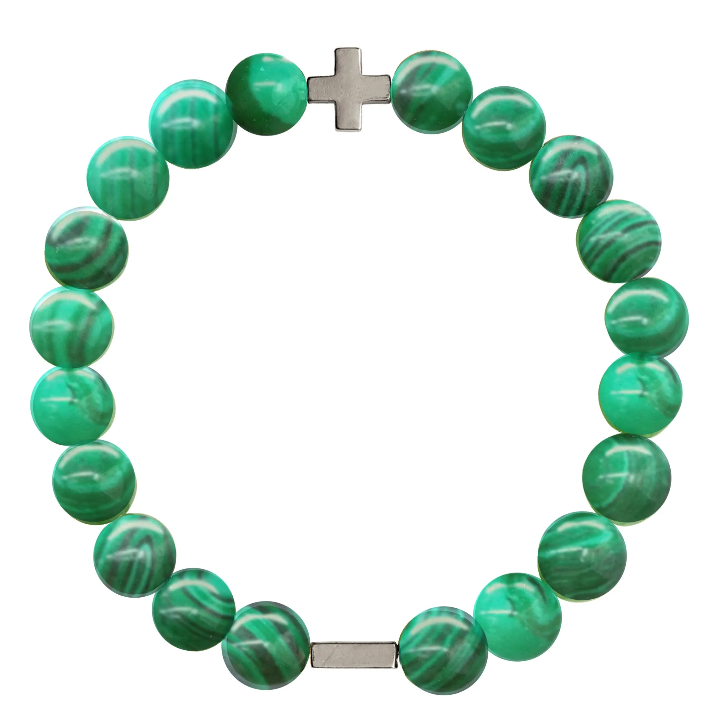 Malachite & Silver Elastic Bracelet