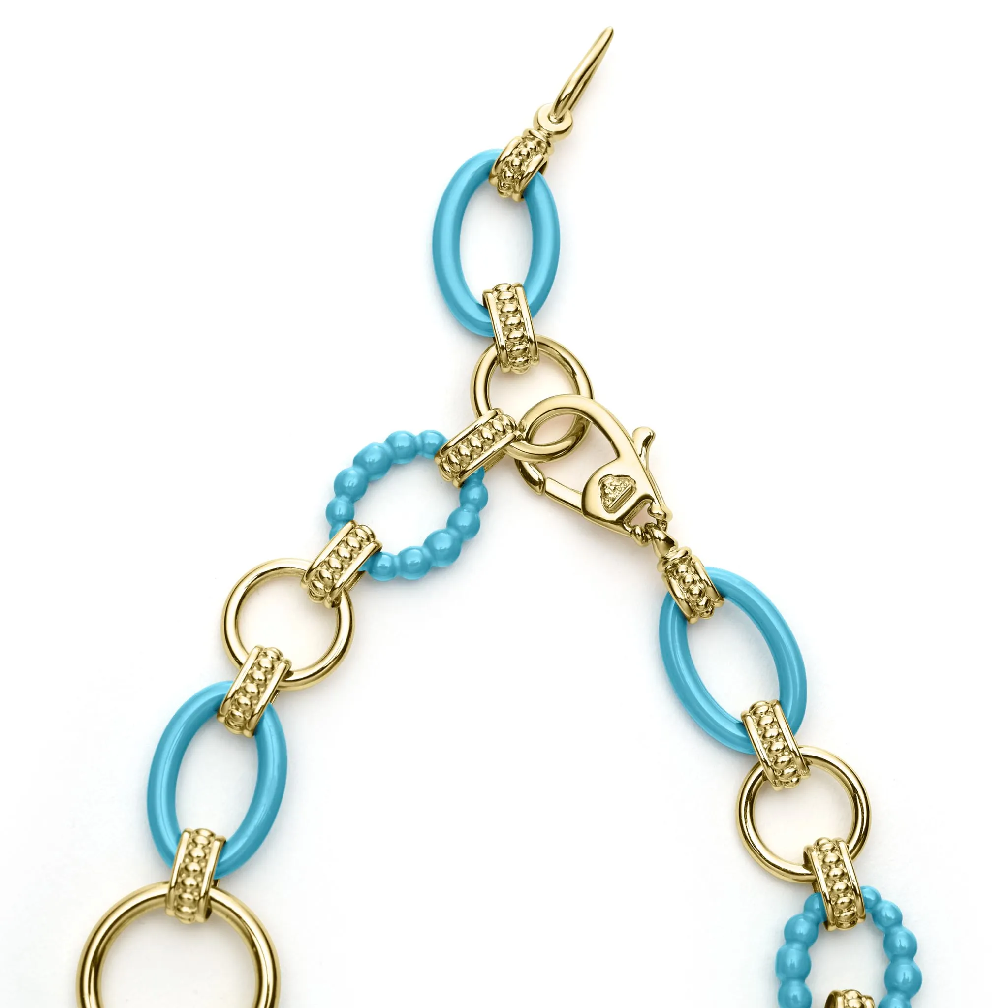 Meridian 18K Gold and Blue Ceramic Link Bracelet