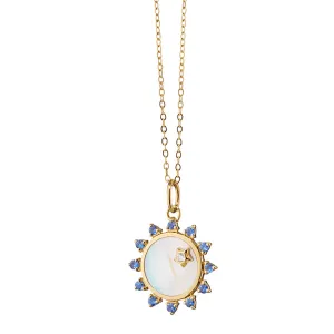 Mini Mother of Pearl Sapphire Sun Charm