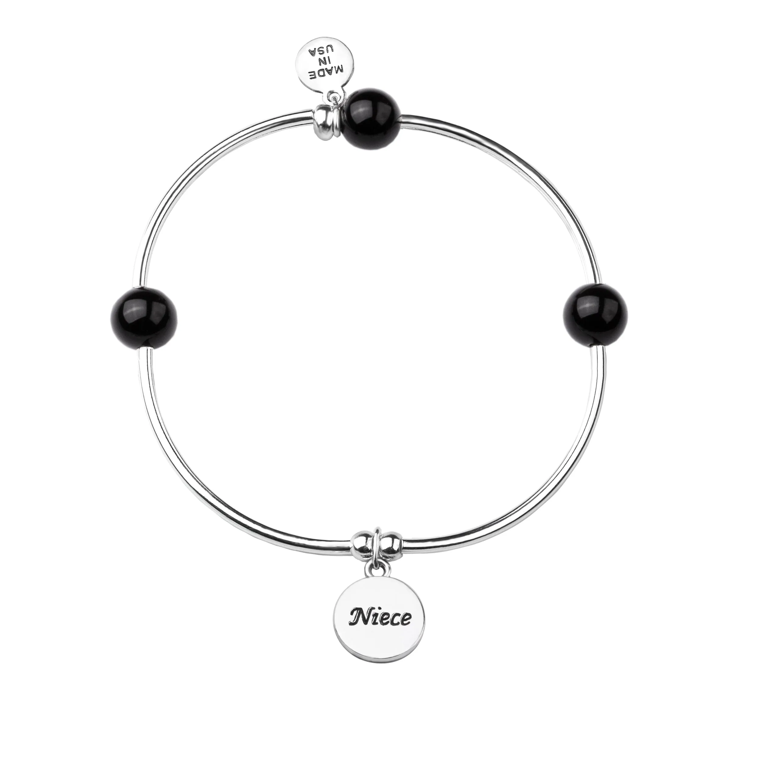 Niece | Soft Bangle Charm Bracelet | Onyx