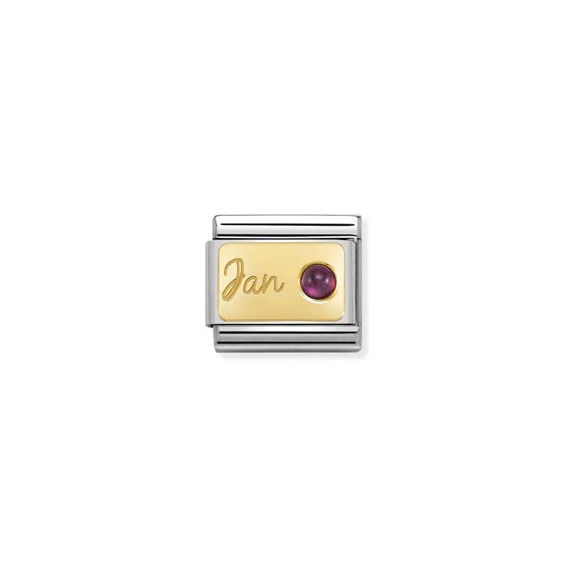 Nomination Composable Link January, Garnet Stone, 18K Gold