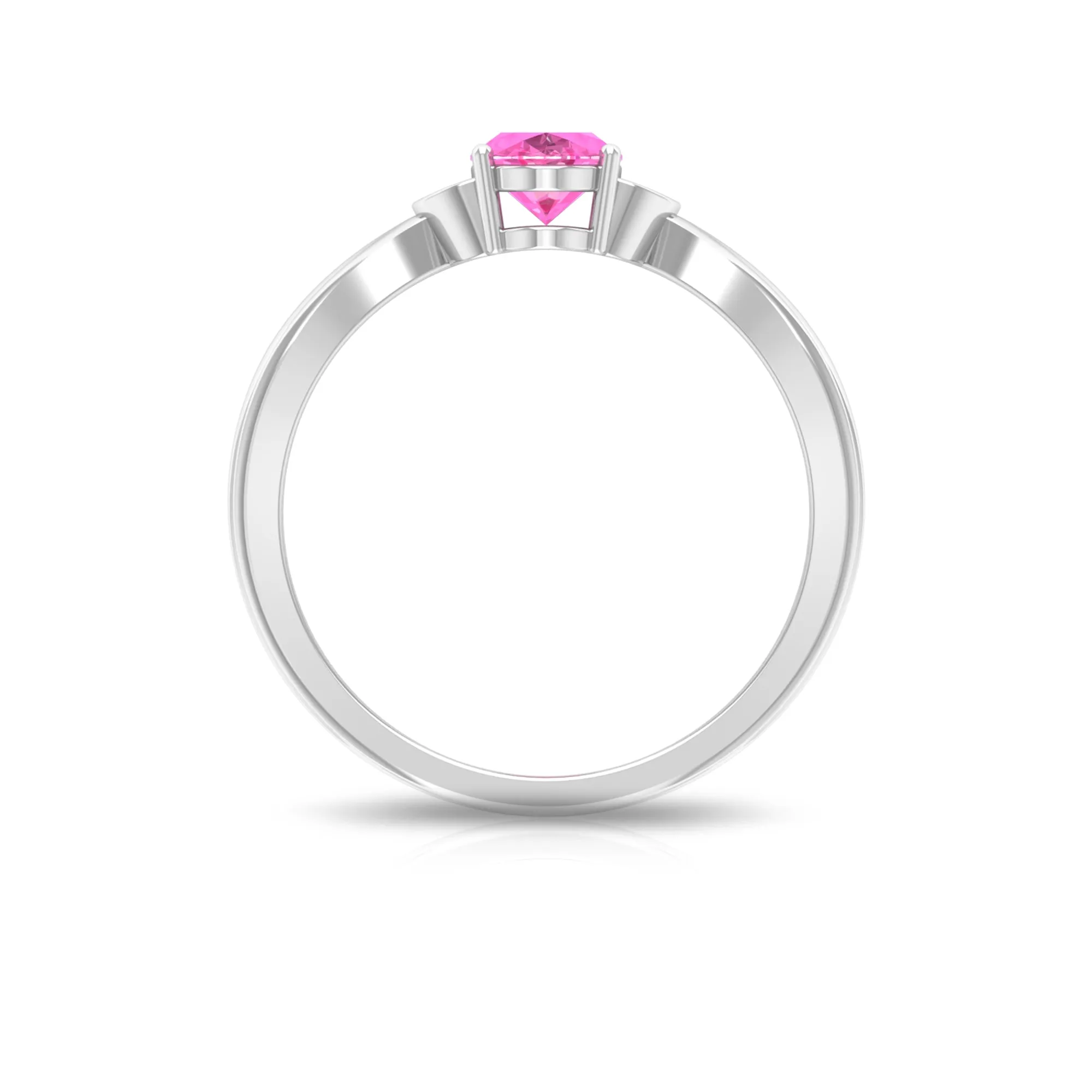 Oval Cut Pink Sapphire Solitaire Ring with Diamond