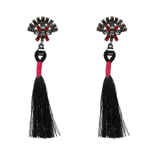 Oversized Gemstone Tassel Earrings