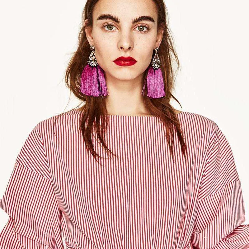 Oversized Gemstone Tassel Earrings