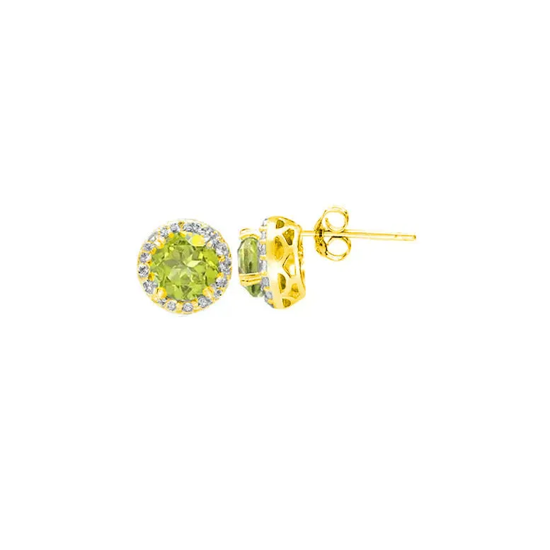 Paris Jewelry 18k Yellow Gold 1 Carat Created Halo Round Sapphire Birthstone Stud Earrings All Colors Plated