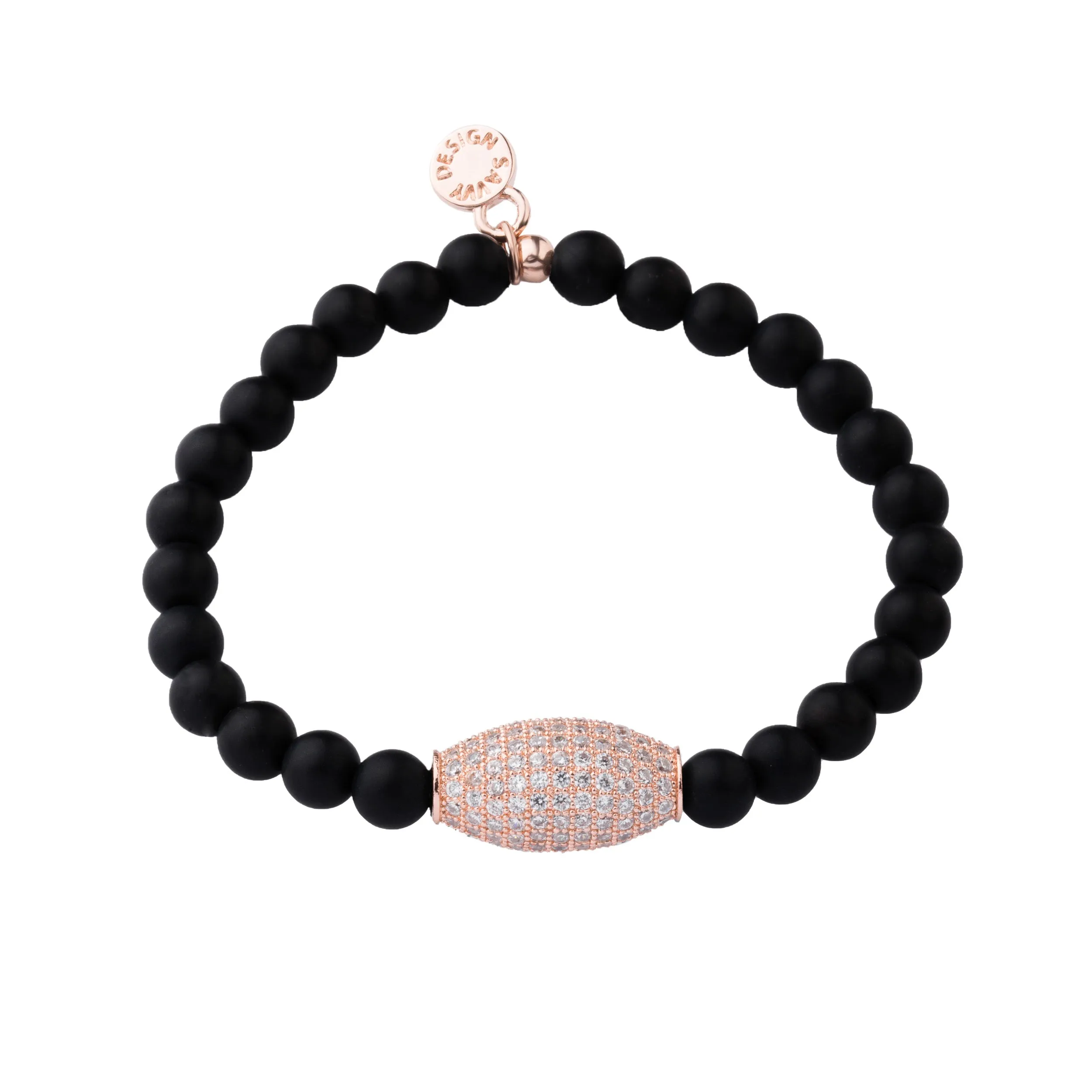 Pave Bead | Little Layer Bracelet | Matte Onyx - Intention | Rose Gold