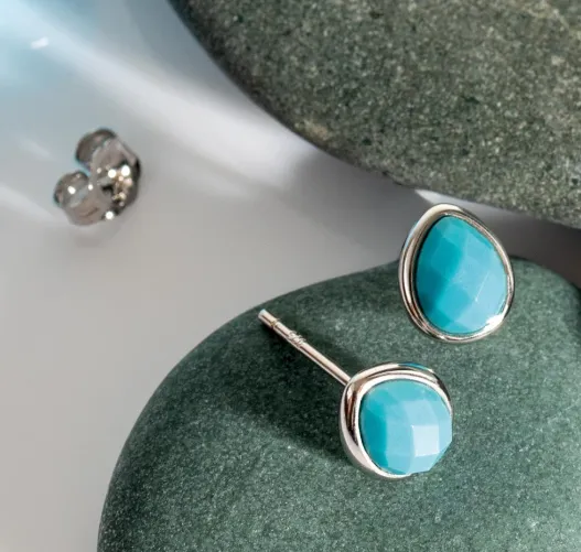 Pebble Azure Gemstone Stud Earrings