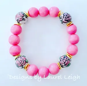 Pink Chinoiserie Peony Bracelet - Style 2