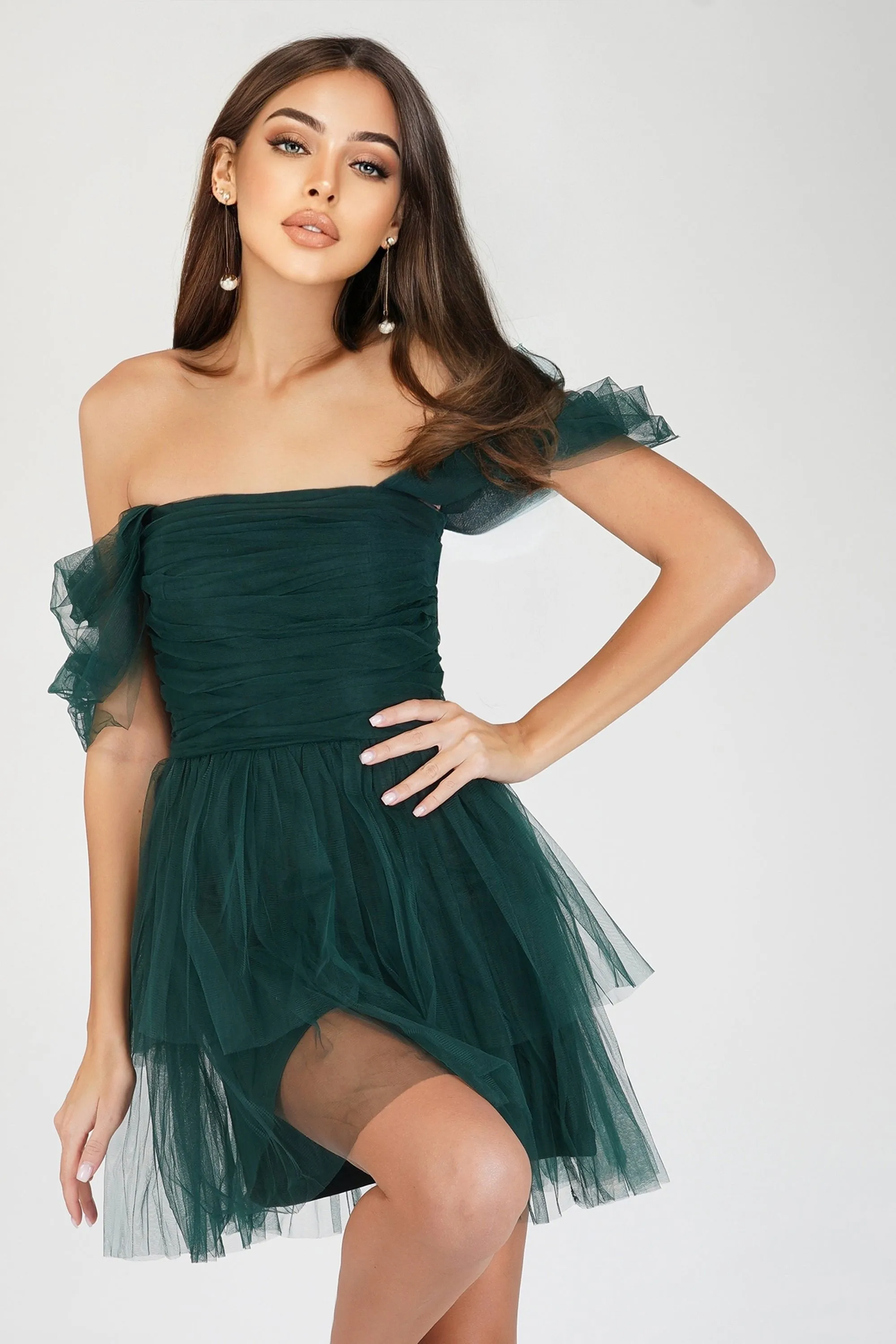 Plus Sydney Emerald Green Tulle Mini Dress