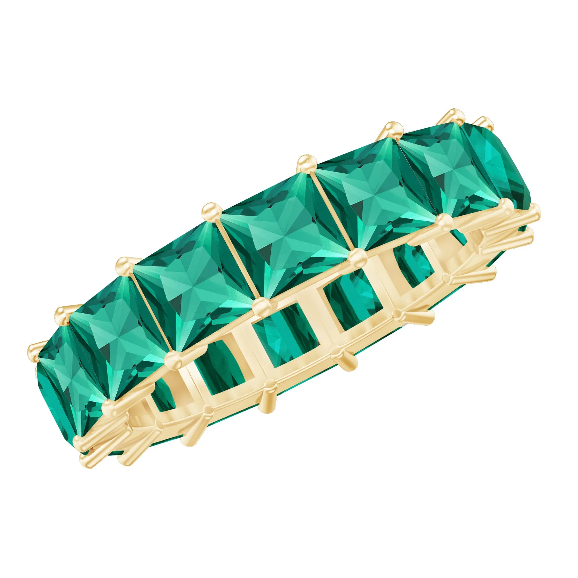 Princess Cut Lab Grown Emerald Full Eternity Band Ring