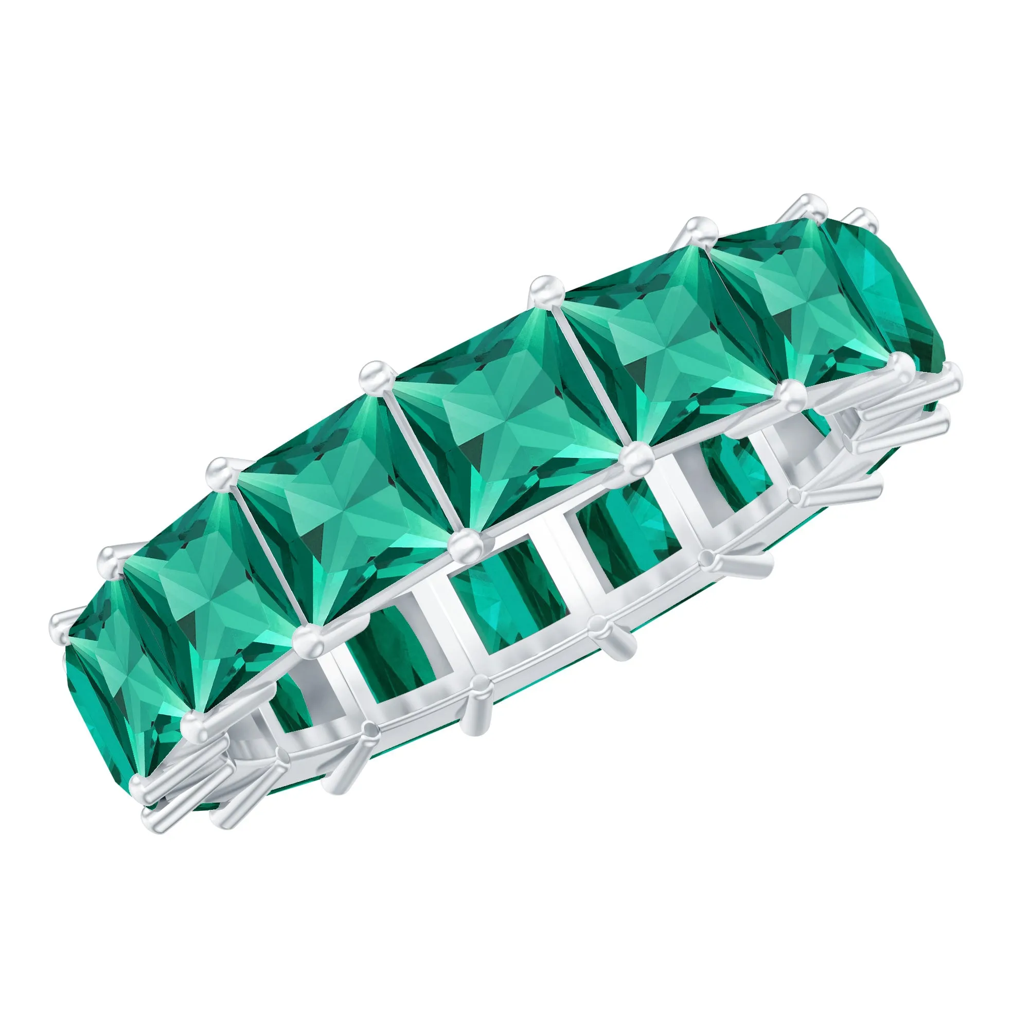 Princess Cut Lab Grown Emerald Full Eternity Band Ring