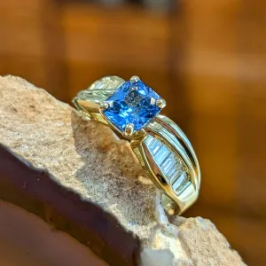 Radiant Sapphire and Baguette Ring