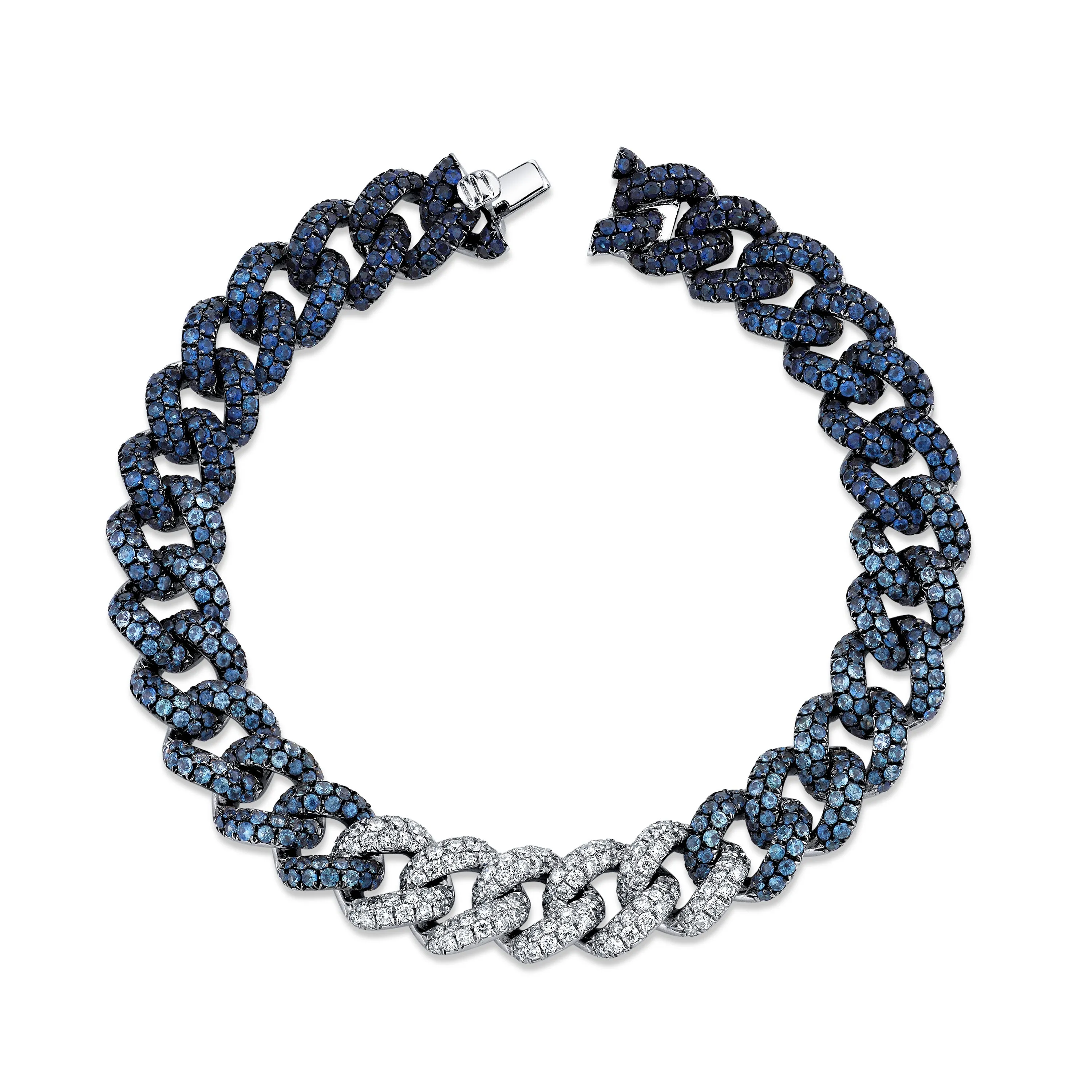 READY TO SHIP BLUE SAPPHIRE OMBRE PAVE ESSENTIAL LINK BRACELET