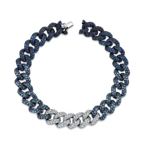 READY TO SHIP BLUE SAPPHIRE OMBRE PAVE ESSENTIAL LINK BRACELET