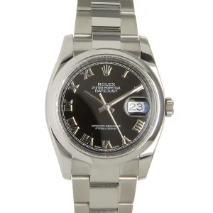 Rolex Datejust SS Black Roman Dial