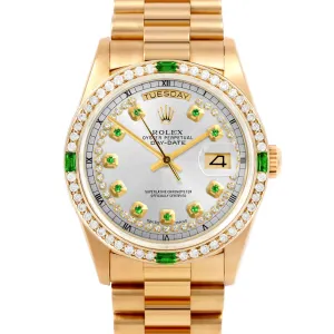 Rolex Day-Date 36mm | 18038-SLV-STRE-4EMD-PRS