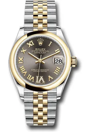 Rolex Steel and Yellow Gold Datejust 31 Watch - Domed Bezel - Dark Grey Diamond Roman Six Dial - Jubilee Bracelet 278243 dkgdr6j