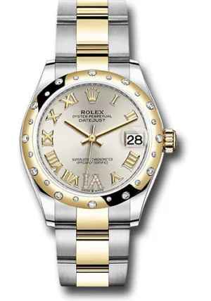 Rolex Steel and Yellow Gold Datejust 31 Watch - Domed Diamond Bezel - Silver Diamond Roman Six Dial - Oyster Bracelet 278343 sdr6o