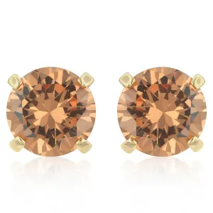 Rolina Champagne Round CZ Stud Earrings