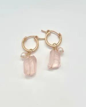 Rose Pearl huggie hoops