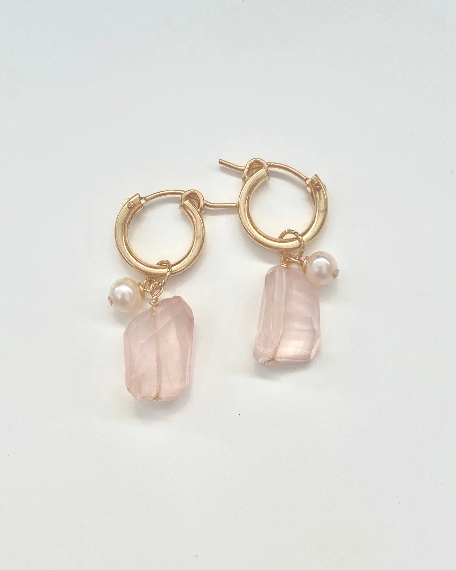 Rose Pearl huggie hoops