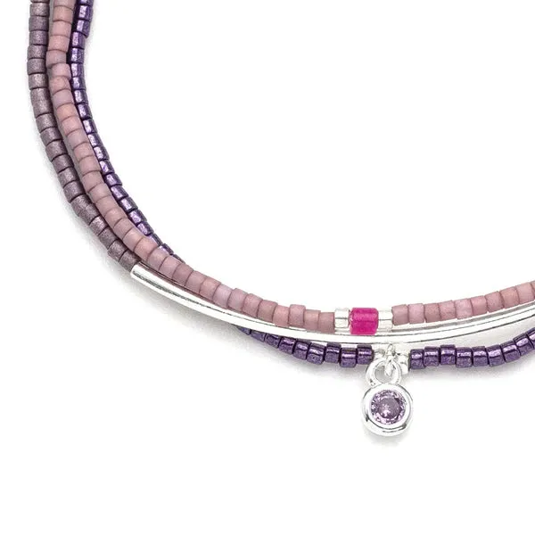 SCO Tonal Chromacolor Miyuki Bracelet Trio - Purple/Silver