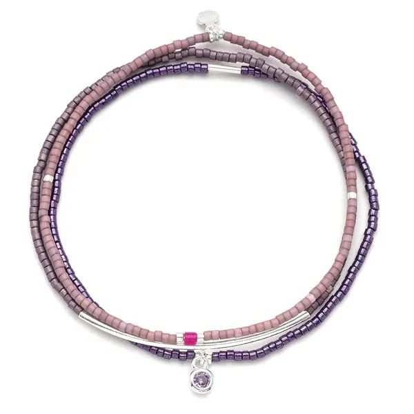 SCO Tonal Chromacolor Miyuki Bracelet Trio - Purple/Silver