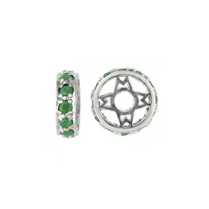 Silver & Emerald Wheel Charm S117E