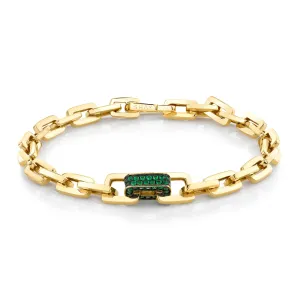 SINGLE PAVE GREEN GARNET SOLID GOLD MINI DECO LINK BRACELET